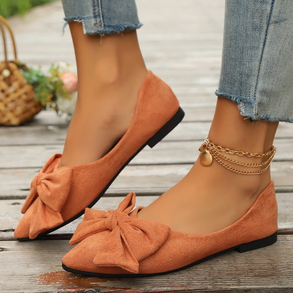 Amelia Rose Bow Detail Cushioned Ballet Flats