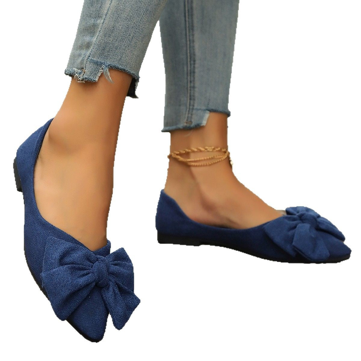 Amelia Rose Bow Detail Cushioned Ballet Flats