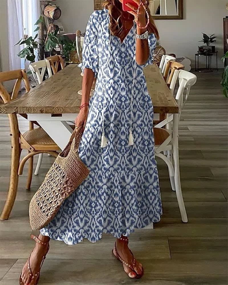 Carly V Neck Tiered Maxi Dress
