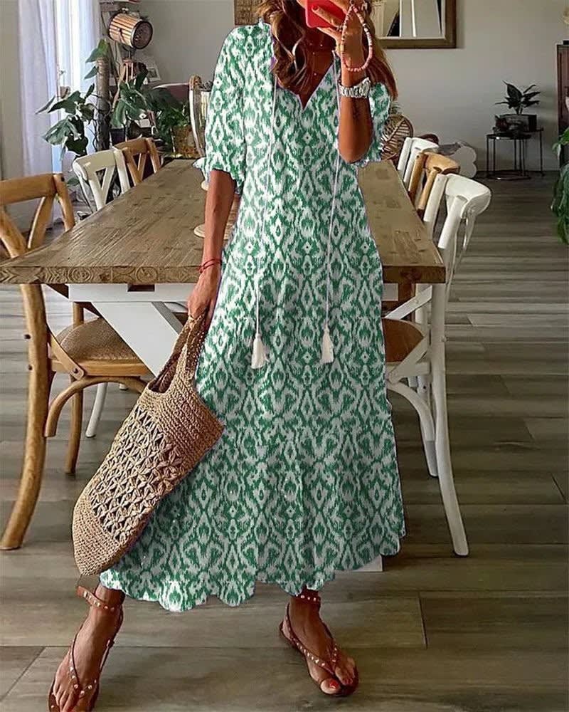 Carly V Neck Tiered Maxi Dress