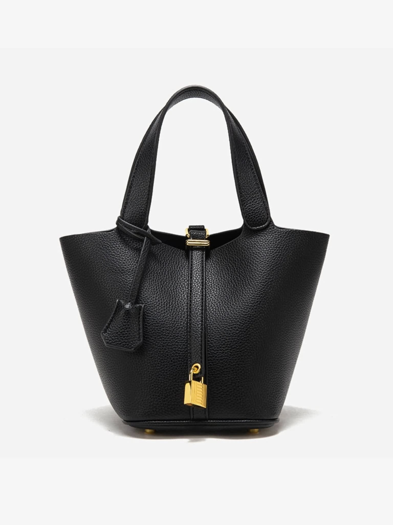 Lila Structured Leather Bucket Bag