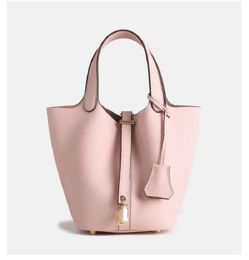 Lila Structured Leather Bucket Bag