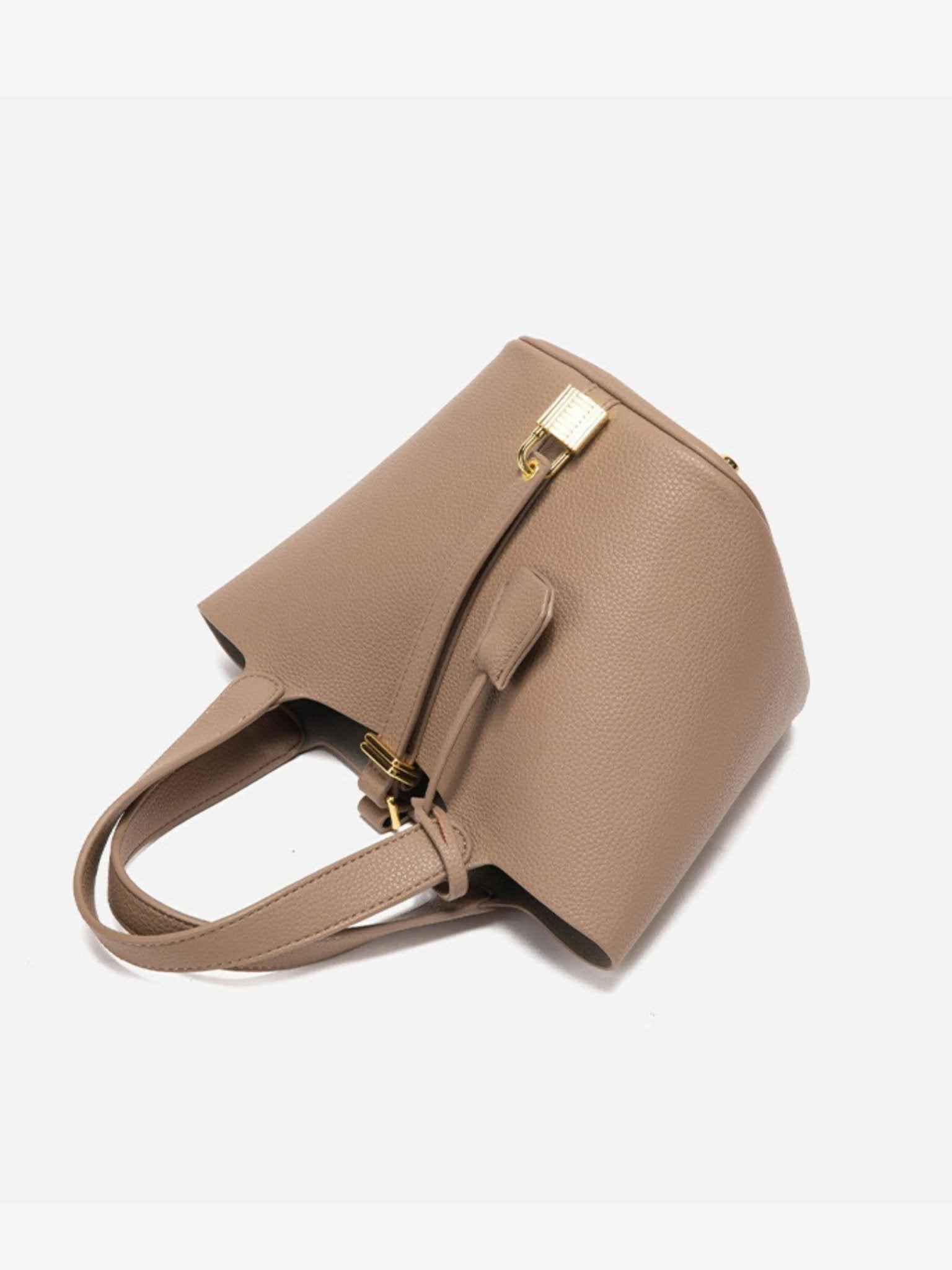 Lila Structured Leather Bucket Bag