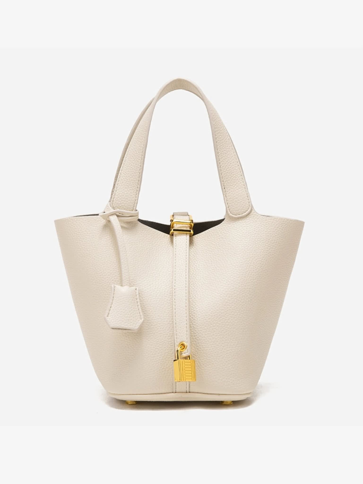 Lila Structured Leather Bucket Bag