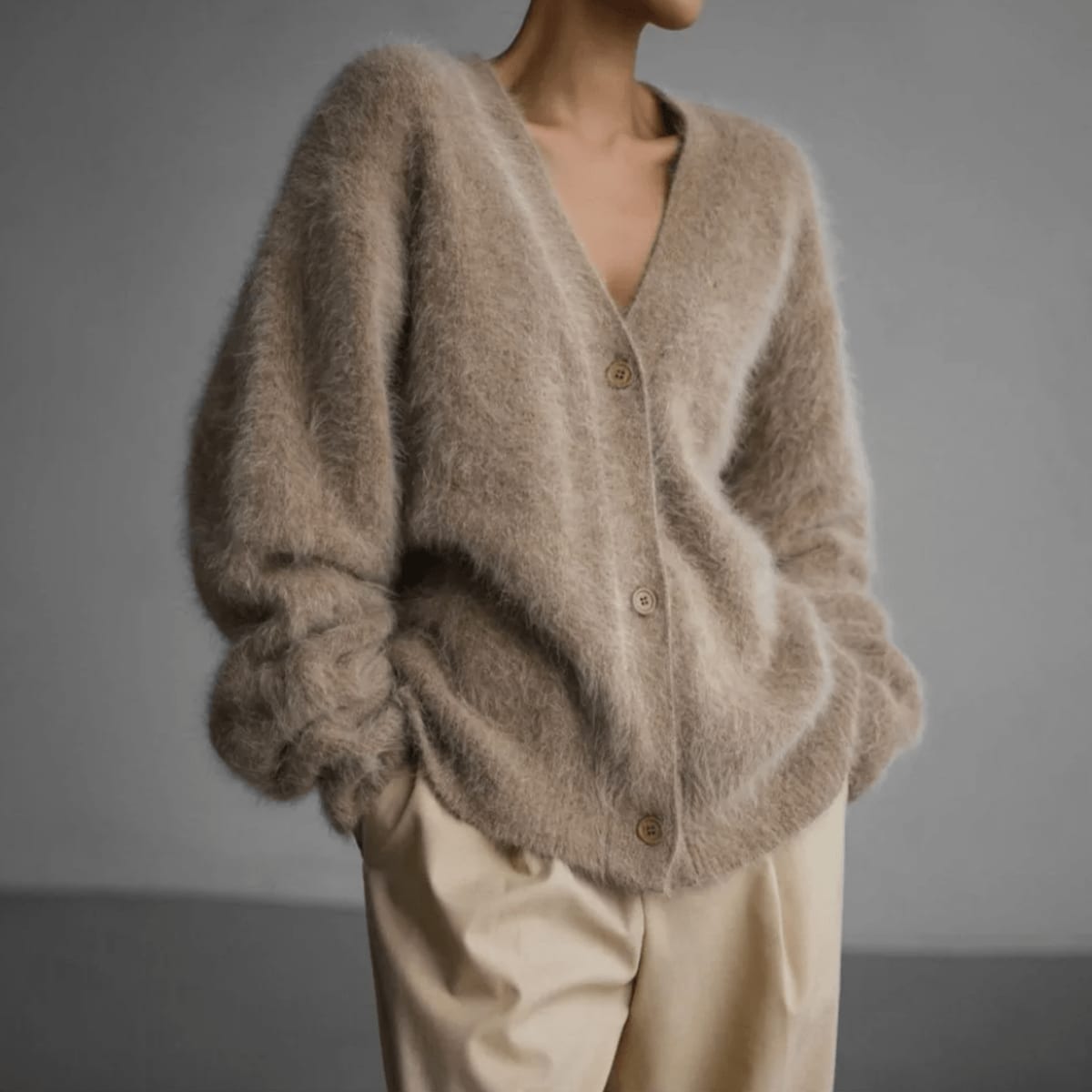 Hania Fluffy Oversized Knit Cardigan