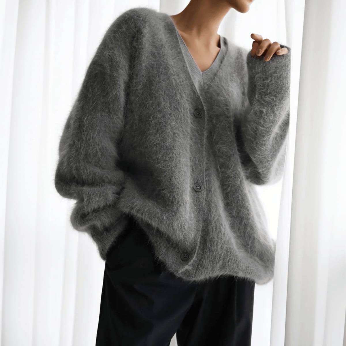 Hania Fluffy Oversized Knit Cardigan