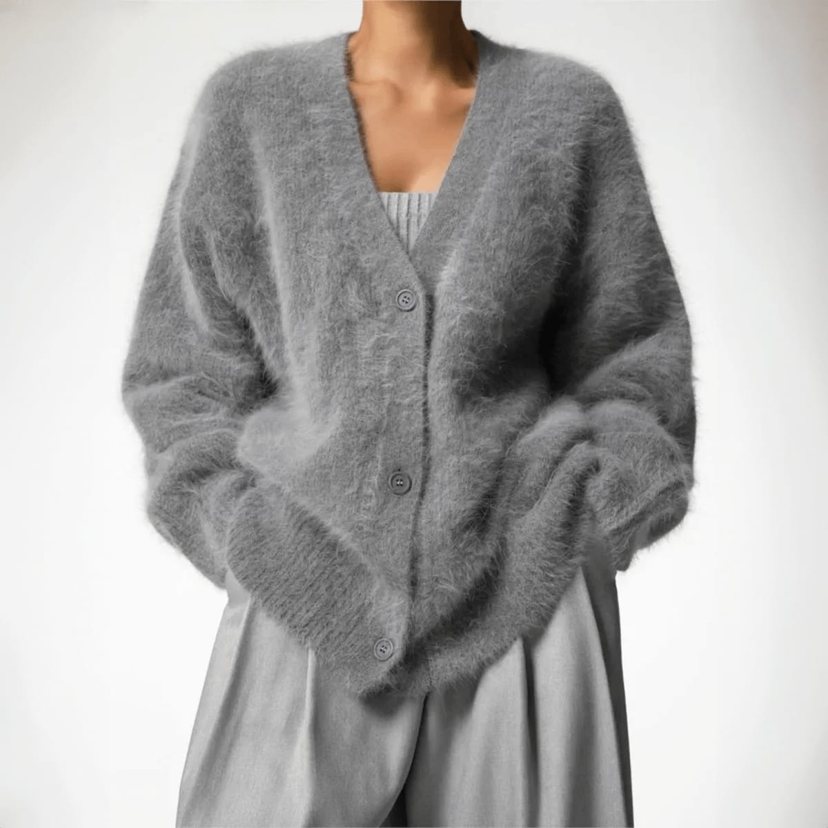 Hania Fluffy Oversized Knit Cardigan