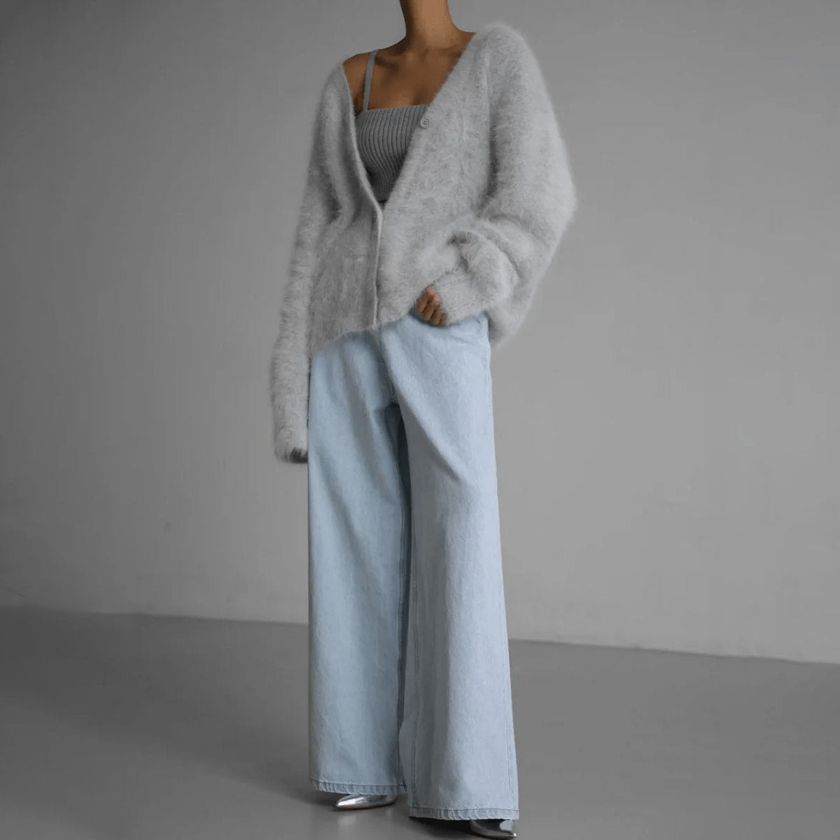 Hania Fluffy Oversized Knit Cardigan