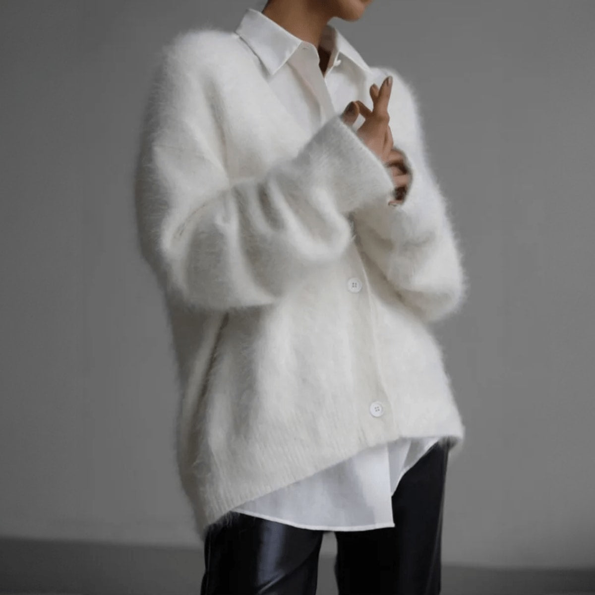 Hania Fluffy Oversized Knit Cardigan