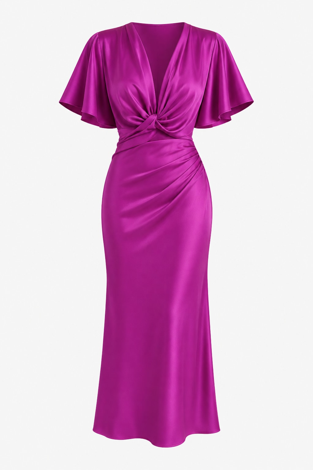 Jacqueline Knot Waist Satin Midi Dress
