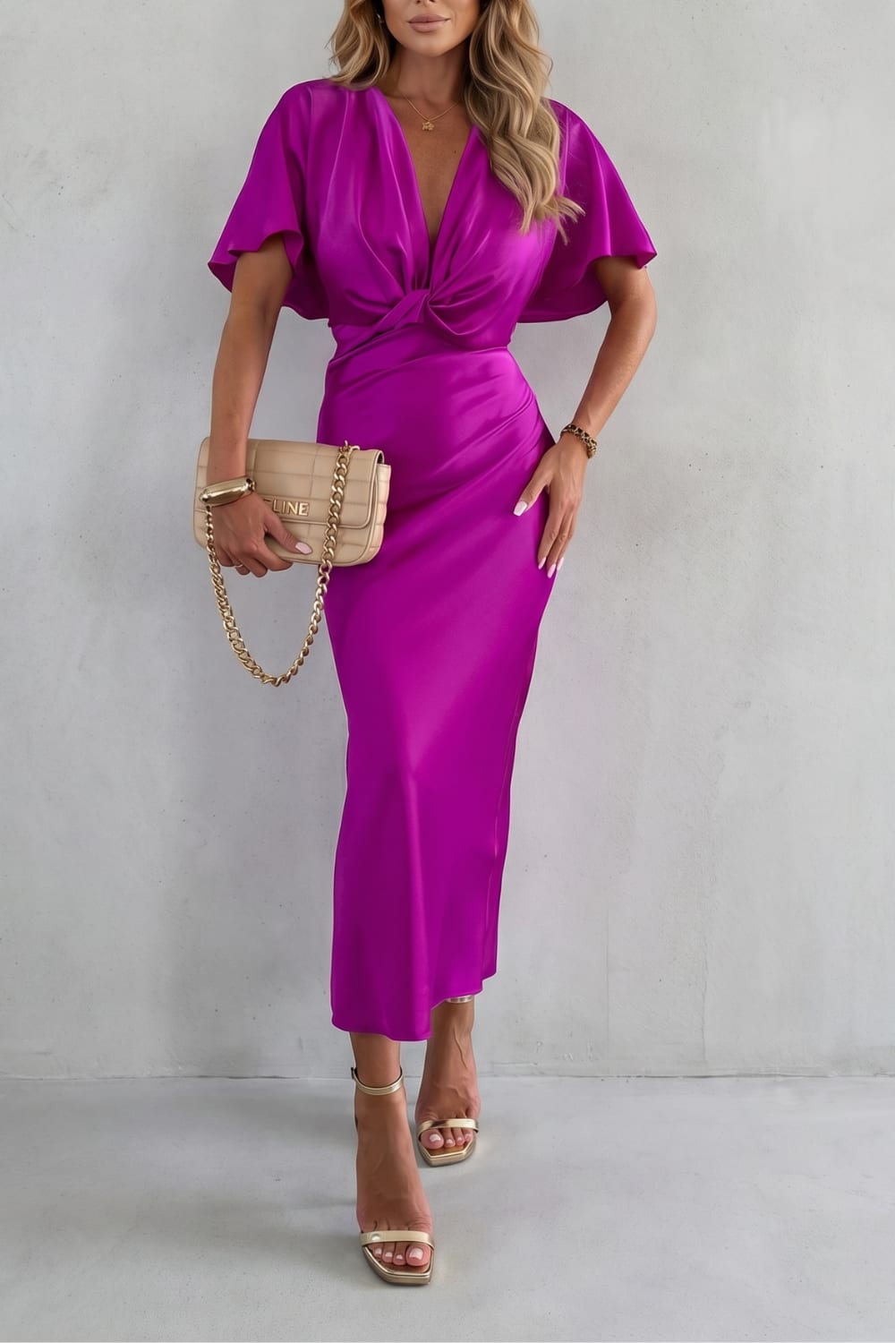 Jacqueline Knot Waist Satin Midi Dress_3