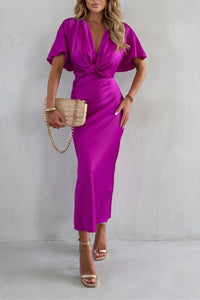 Jacqueline Knot Waist Satin Midi Dress