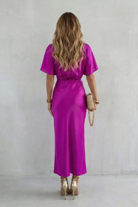 Jacqueline Knot Waist Satin Midi Dress