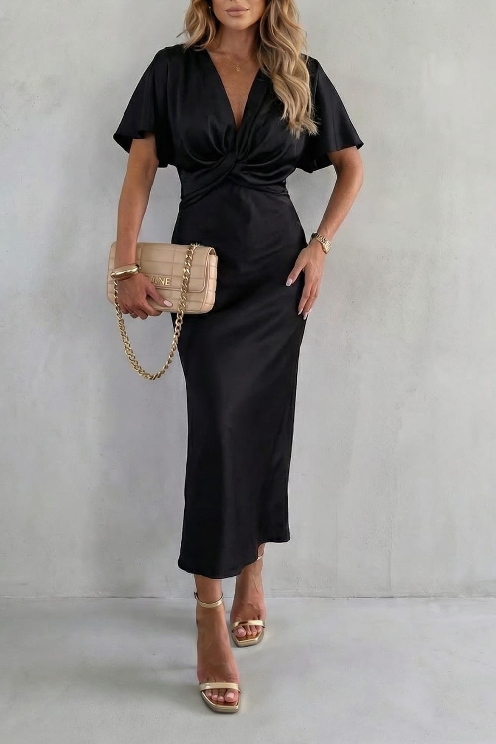 Jacqueline Knot Waist Satin Midi Dress_6