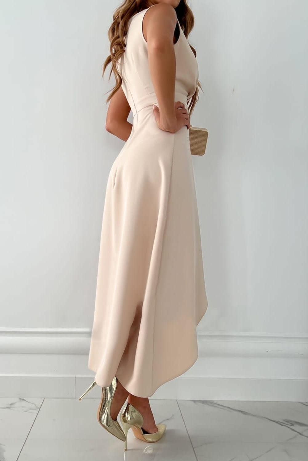Fern Sleeveless Asymmetric Wedding Guest Midi Dress