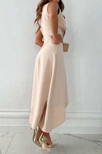 Fern Sleeveless Asymmetric Wedding Guest Midi Dress