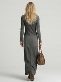 Jessica Button Front Denim Maxi Dress