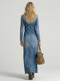 Jessica Button Front Denim Maxi Dress