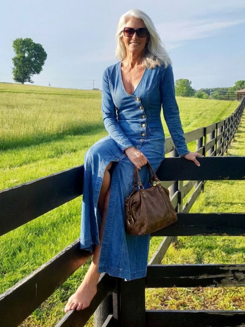 Jessica Button Front Denim Maxi Dress_8