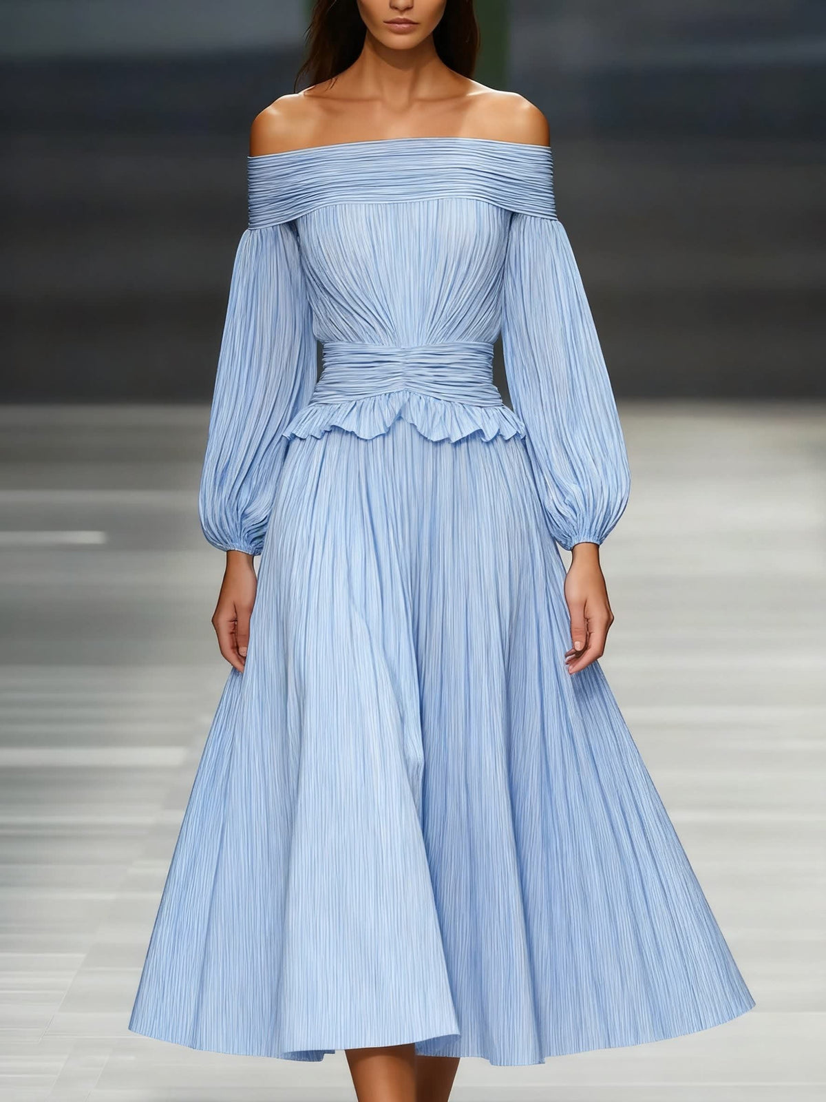 Maddison Wedding Guest Off-Shoulder Pleated Midi Dress_1