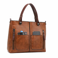 Ellen Water Resistant Faux Leather Tote Bag