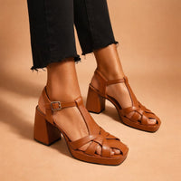 Leonora Inglewood Leather Block Heel Sandals