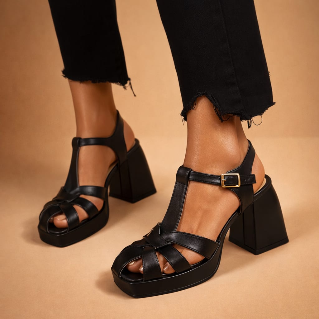 Leonora Inglewood Leather Block Heel Sandals