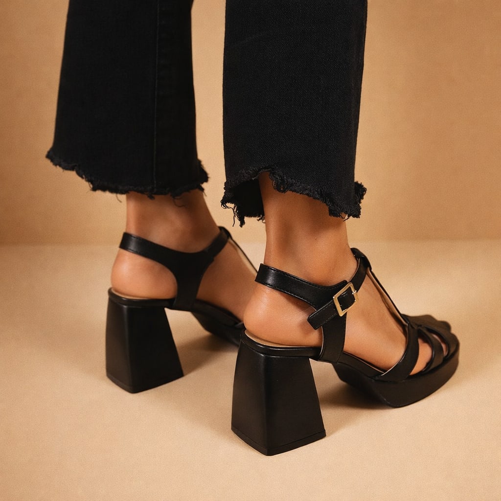 Leonora Inglewood Leather Block Heel Sandals