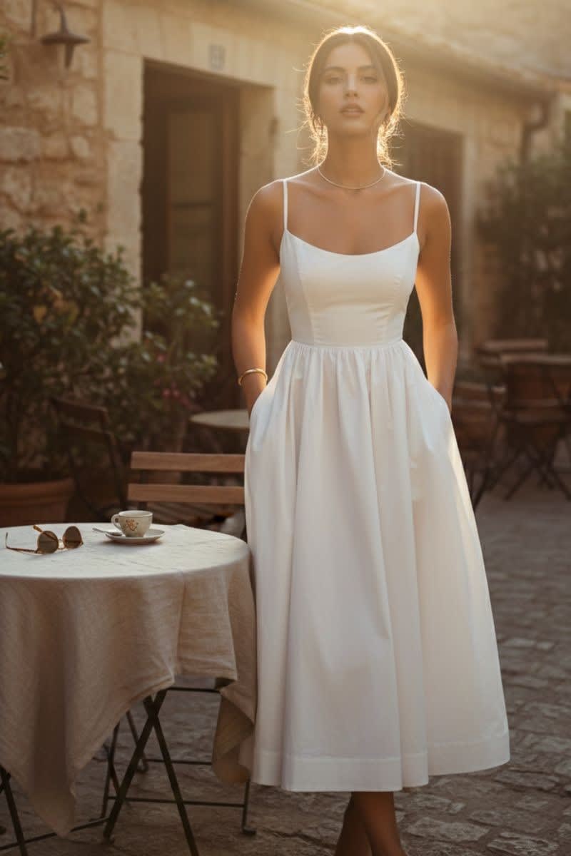 Katie Sleeveless A-Line Midi Dress with Pockets