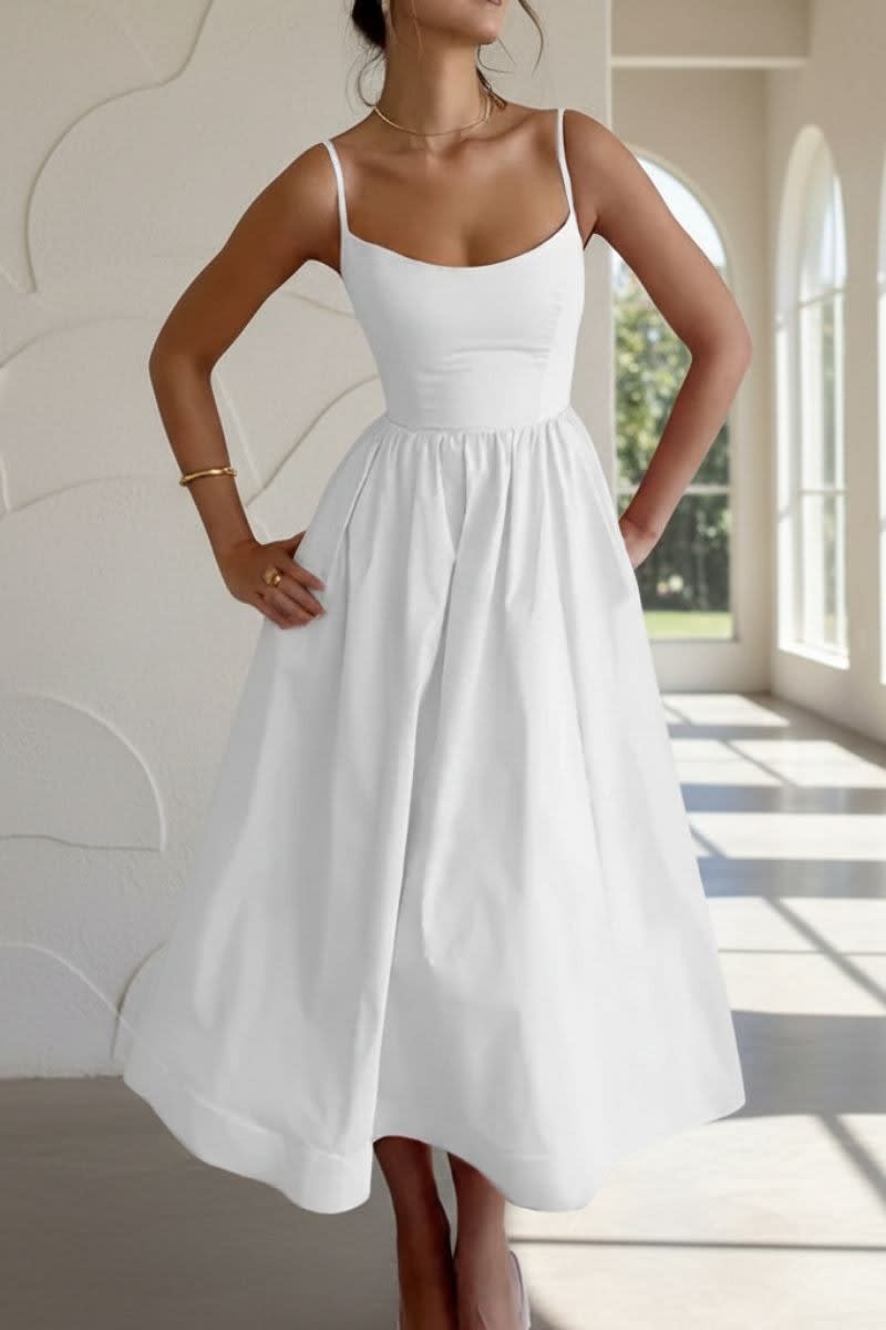 Katie Sleeveless A-Line Midi Dress with Pockets
