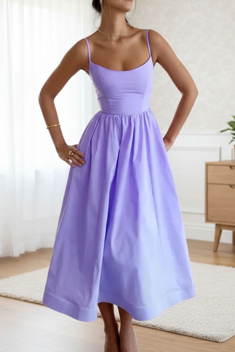 Katie Sleeveless A-Line Midi Dress with Pockets
