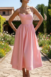 Katie Sleeveless A-Line Midi Dress with Pockets