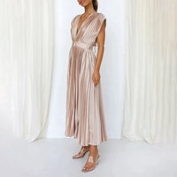 Piper Wedding Guest Pleated V-Neck Midi Dress