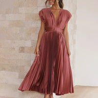 Piper Wedding Guest Pleated V-Neck Midi Dress