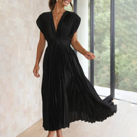 Piper Wedding Guest Pleated V-Neck Midi Dress