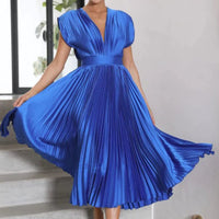 Piper Wedding Guest Pleated V-Neck Midi Dress