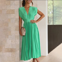Piper Wedding Guest Pleated V-Neck Midi Dress