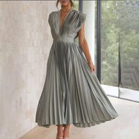 Piper Wedding Guest Pleated V-Neck Midi Dress