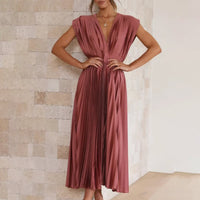 Piper Wedding Guest Pleated V-Neck Midi Dress
