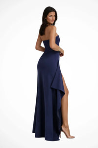 Rosamund Strapless Wedding Guest Maxi Dress with Thigh Slit