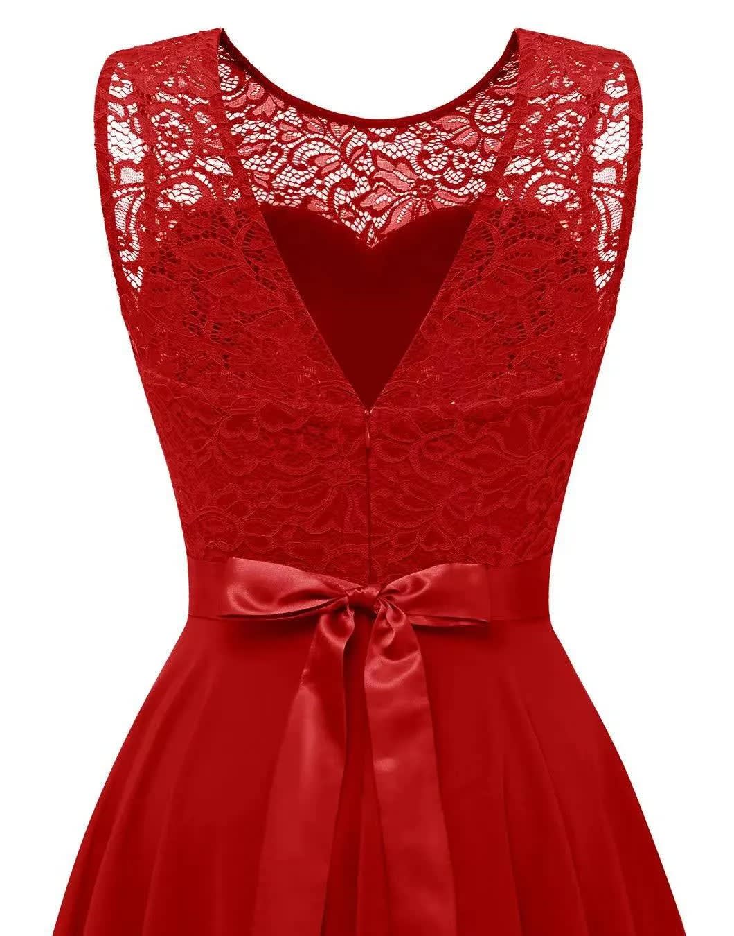 Vivien Lace High Low Wedding Guest Dress_11