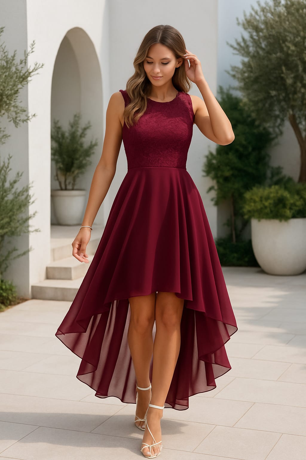 Vivien Lace High Low Wedding Guest Dress_2
