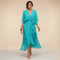 Amira Chiffon V Neck Midi Dress