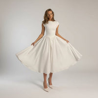 Beryl Cap Sleeve Fit and Flare Midi Dress