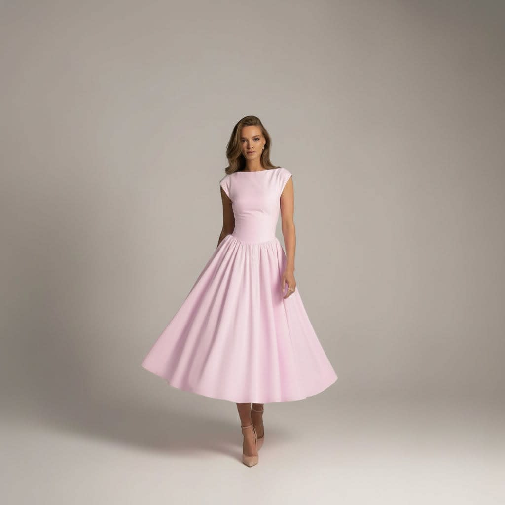 Beryl Cap Sleeve Fit and Flare Midi Dress