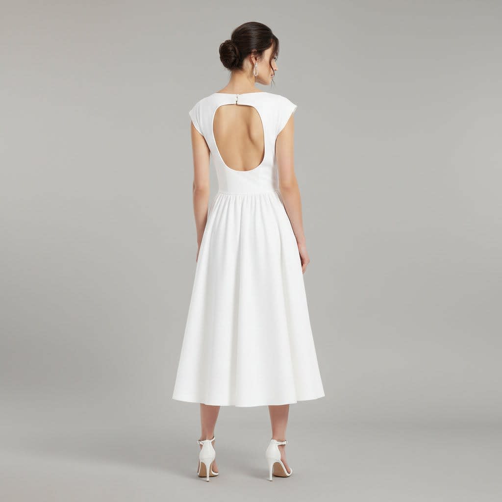 Beryl Cap Sleeve Fit and Flare Midi Dress_3