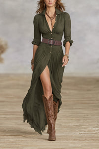 Nola Button Front Long Sleeve Maxi Dress