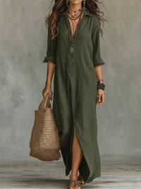 Rosa Button Front Maxi Shirt Dress