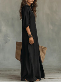 Rosa Button Front Maxi Shirt Dress