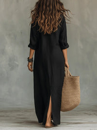 Rosa Button Front Maxi Shirt Dress
